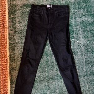 AGOLDE Women's Black Jeans with destructed hem